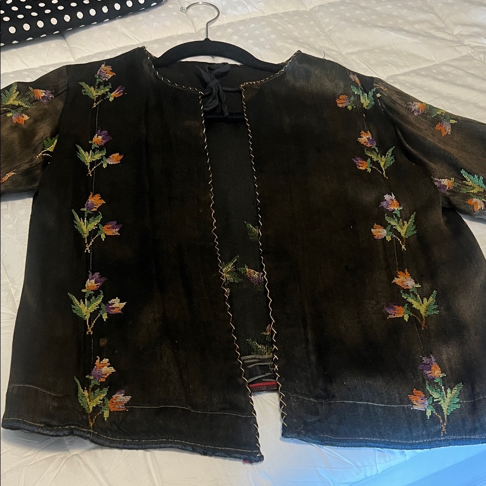 Embroidered Black Floral Women's Jacket